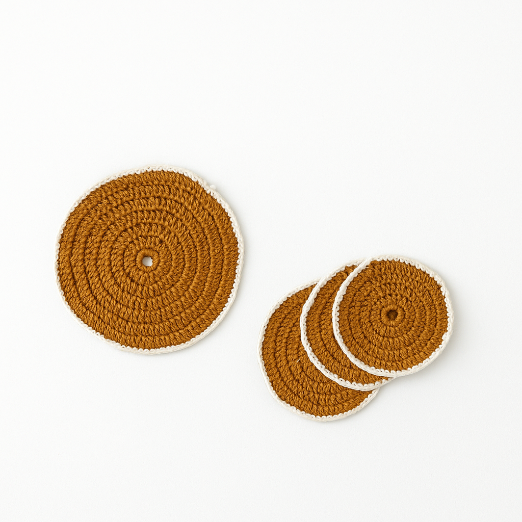 Crochet Glass mat ,made of Wool, set of 4