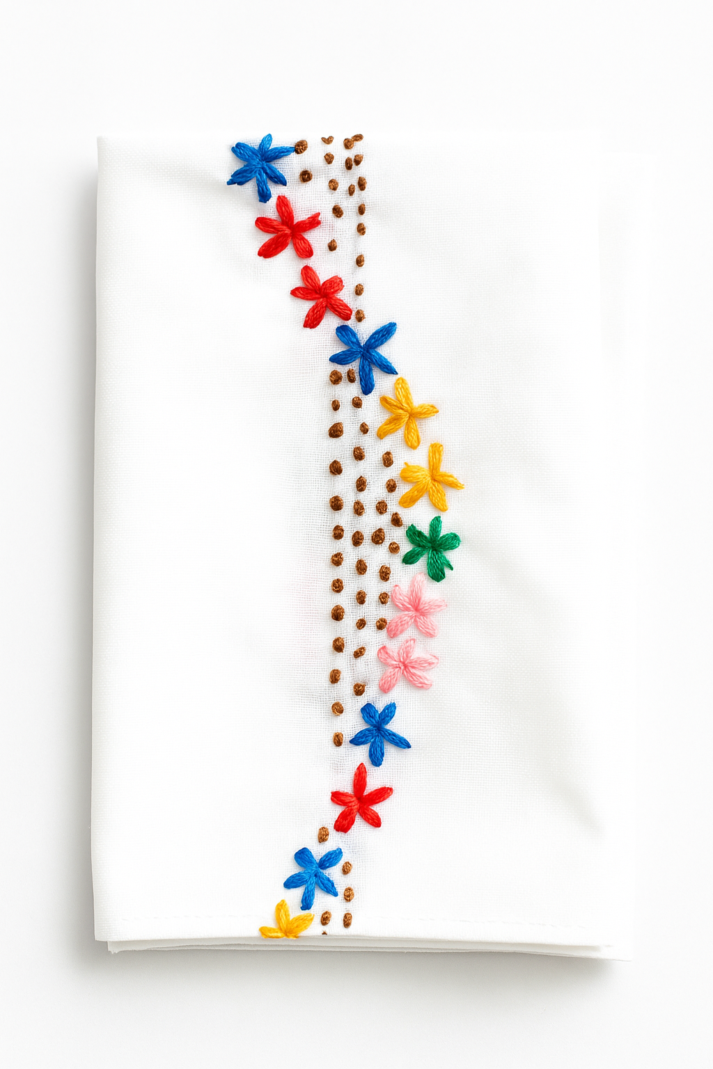 Cotton Table cloth,lazy dazy stitch with wool,Single