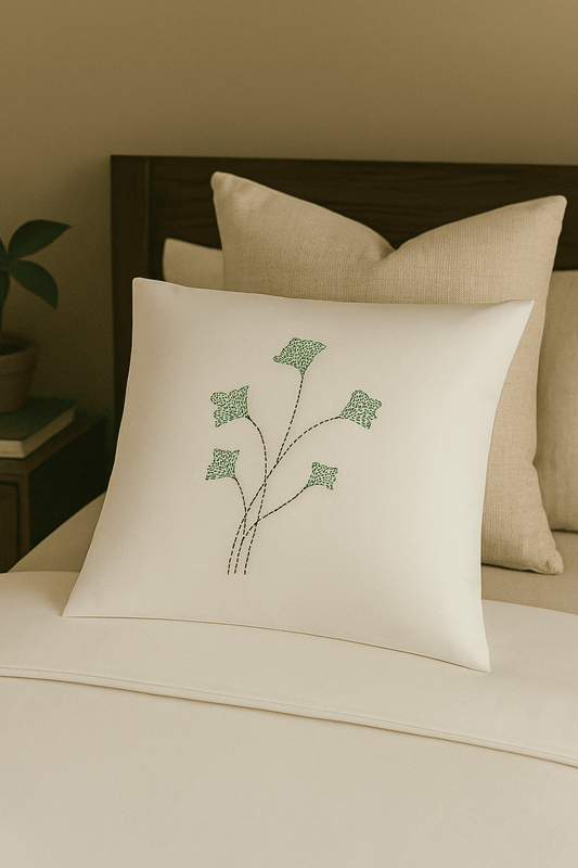 Running Stitch with cotton thread Hand work on Cushion 16x16, Set of 2