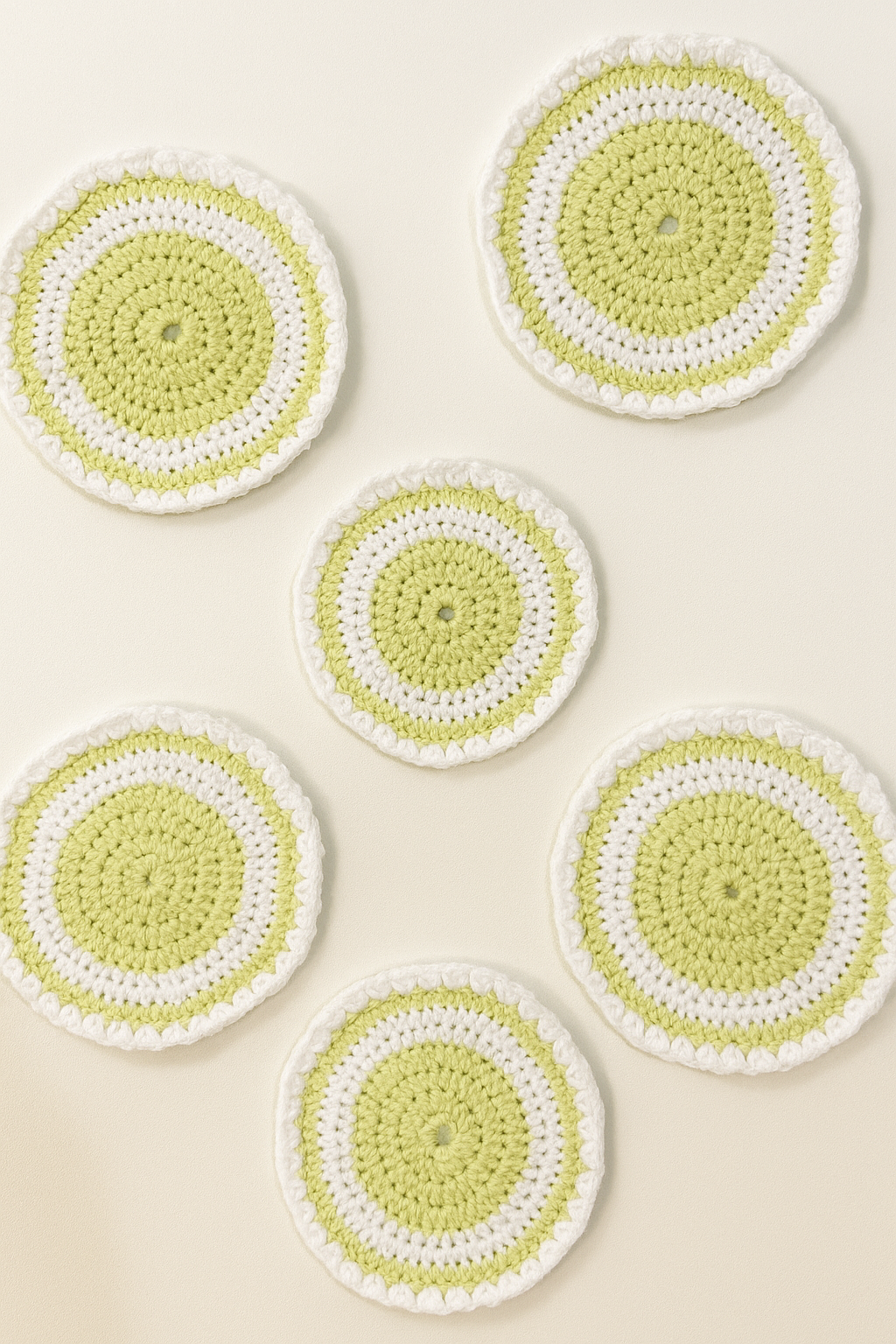 Premium Crochet Glass mats with Wool detailing, Set of 6