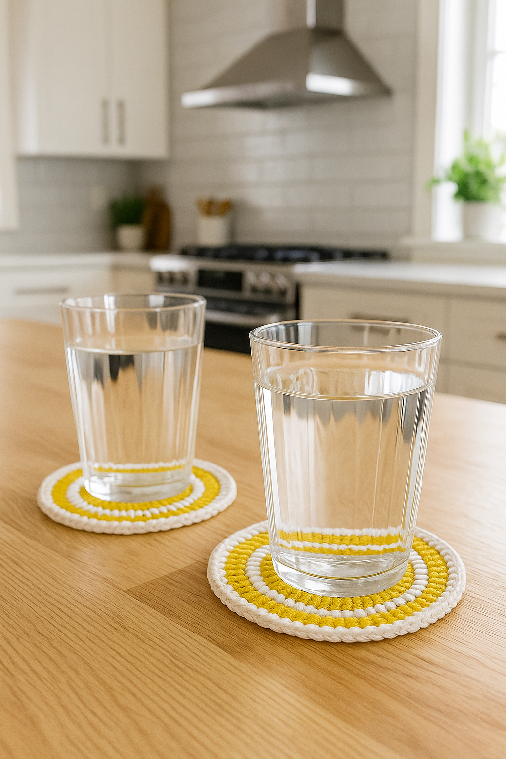 Cozy Wool Thread Crochet Glass Mats, Set of 6