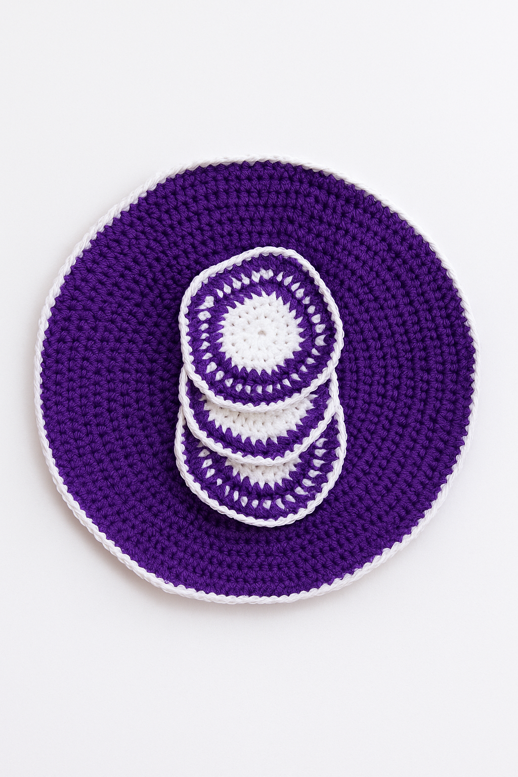 Handcrafted Wool Crochet Mat – Cozy Dining Accent, Set of 4