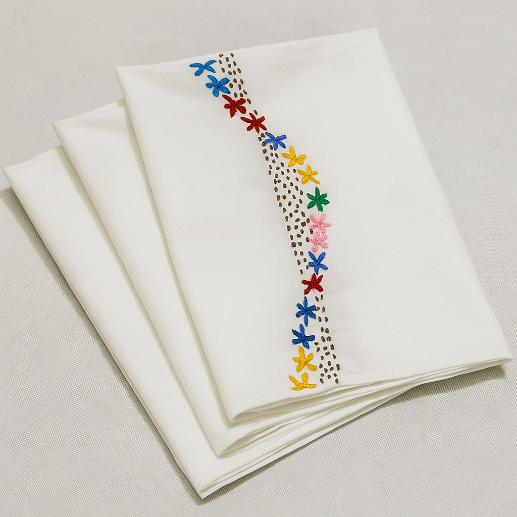 Cotton Table cloth,lazy dazy stitch with wool,Single