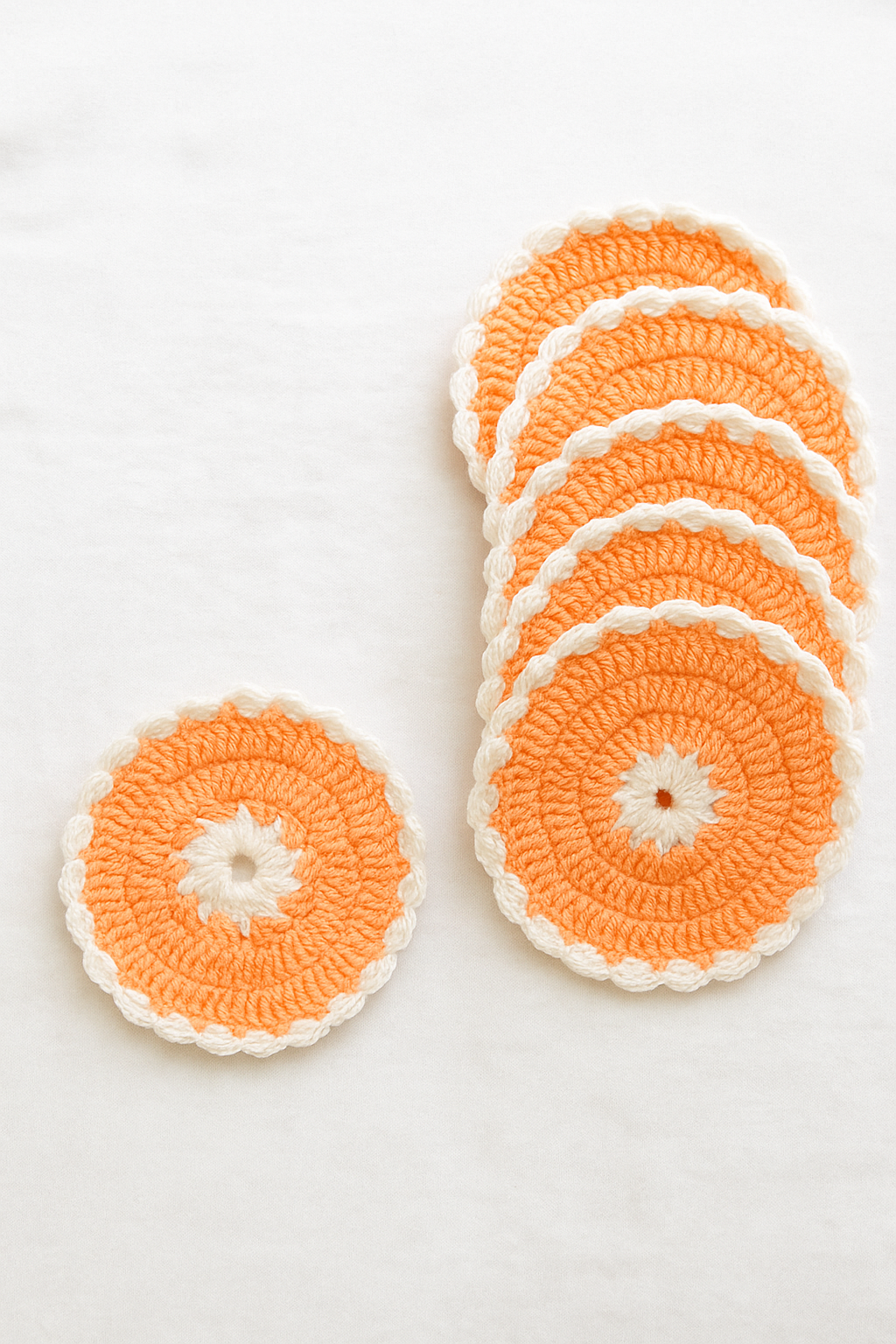 Elegant Crochet Glass Mat, Made of Wool, Set of 7