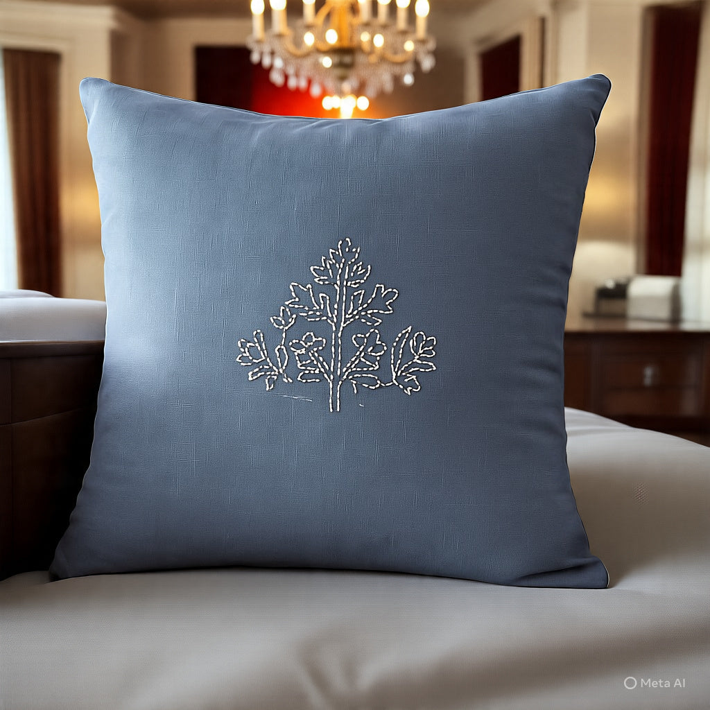 Running Stitch Handwork with cotton thread on Cushion 16x16, Set of 2