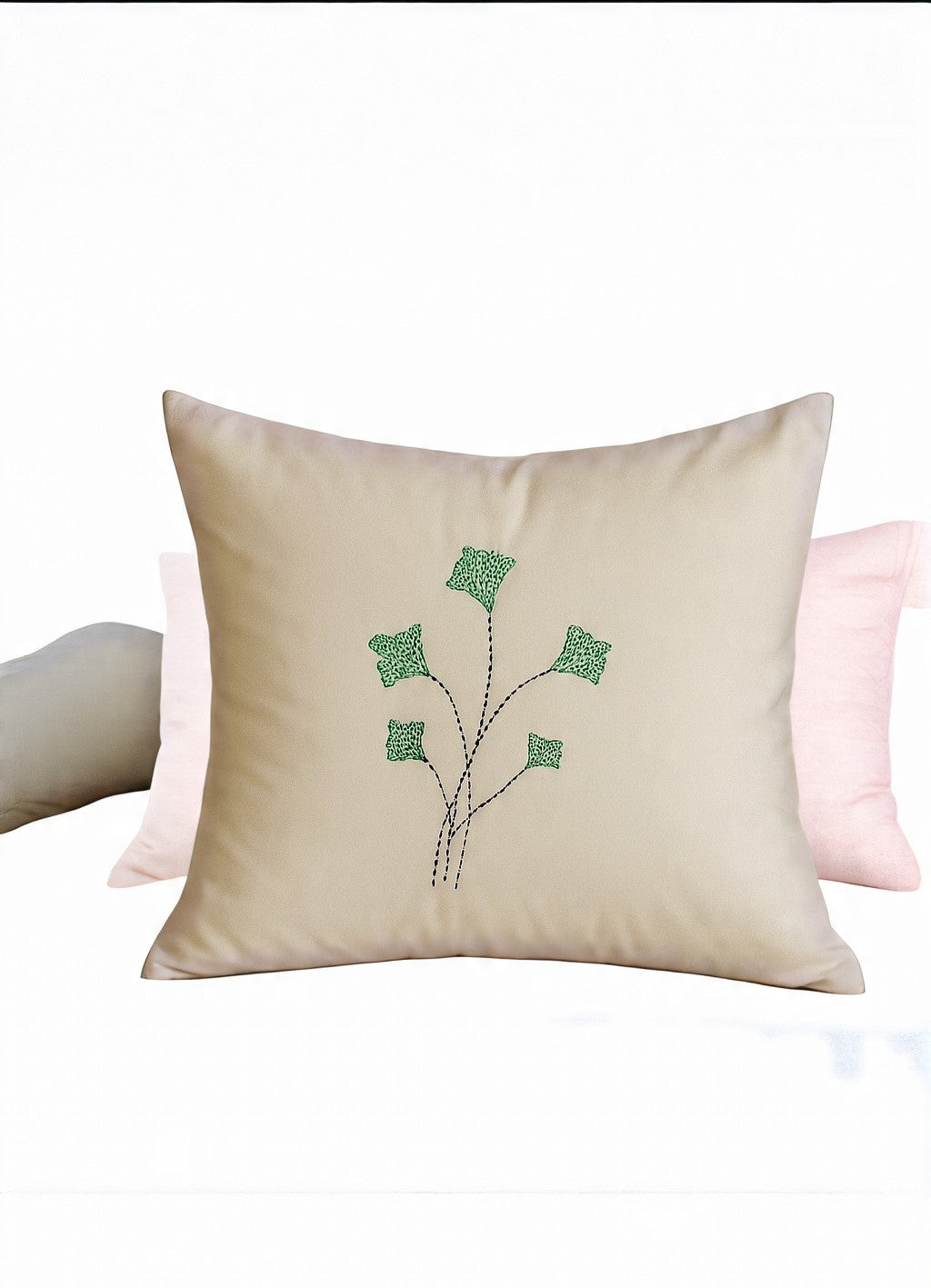 Running Stitch with cotton thread Hand work on Cushion 16x16, Set of 2