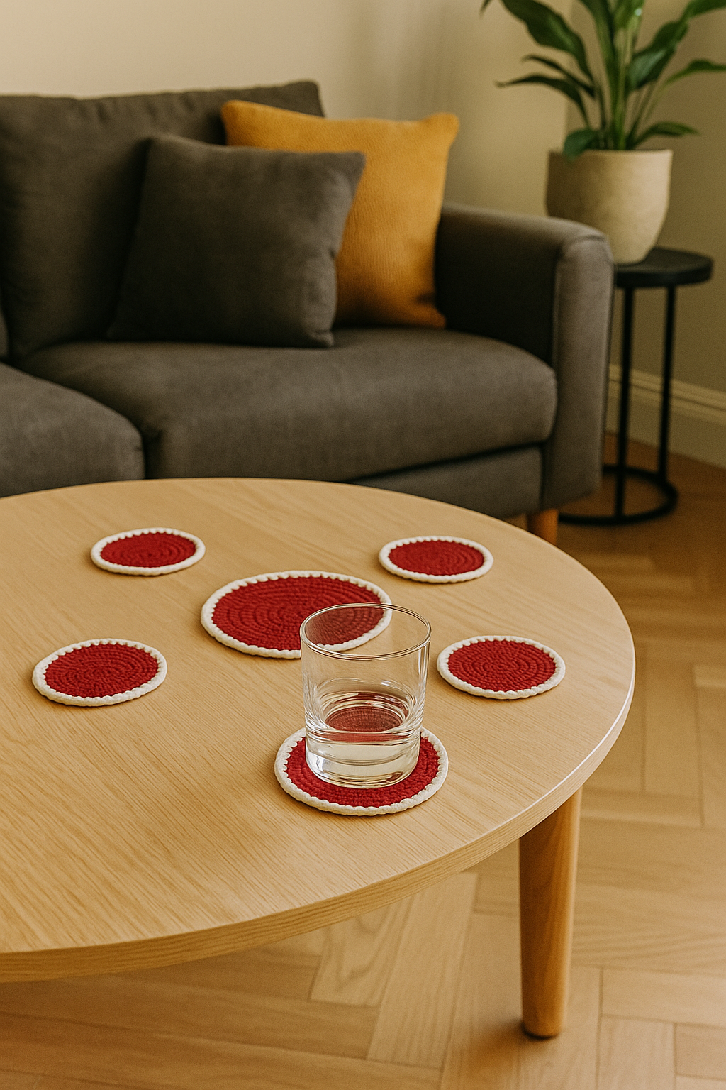 Handmade Crochet Wool Dining Set – 6 Pcs (Jug & Glass Mats)