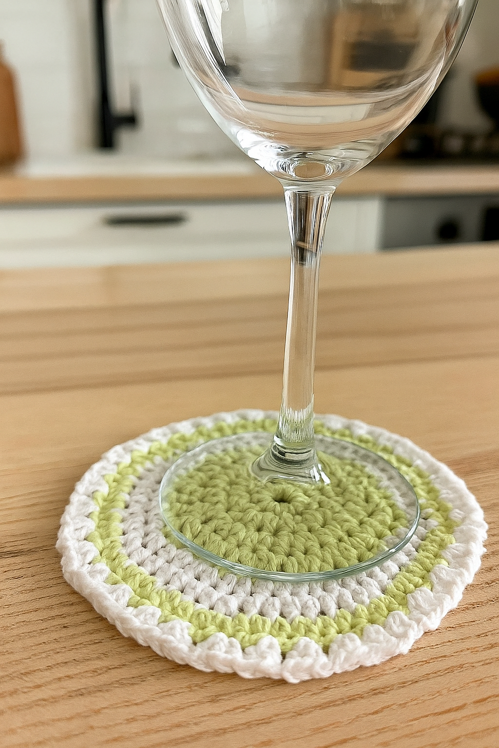 Premium Crochet Glass mats with Wool detailing, Set of 6