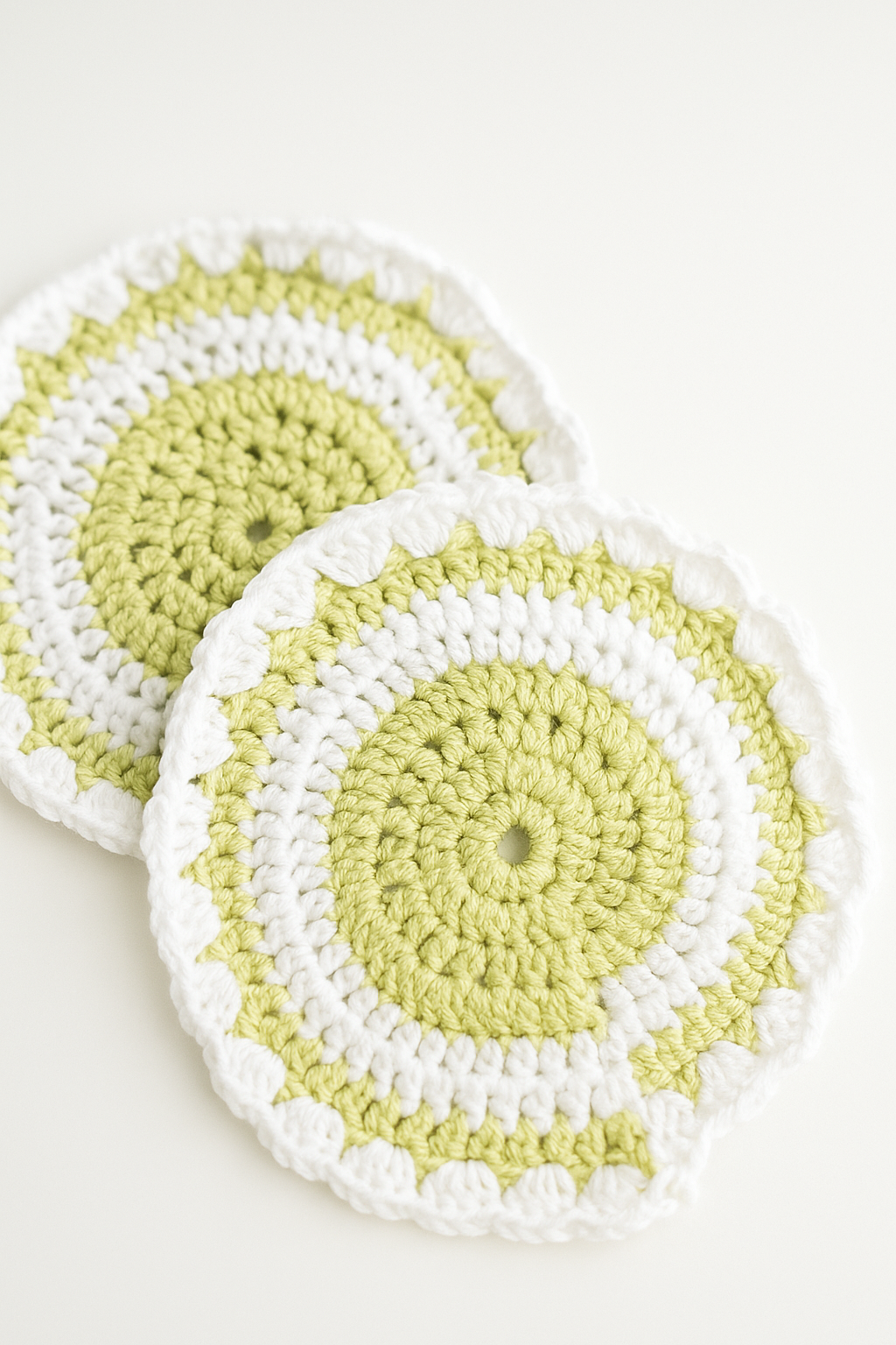 Premium Crochet Glass mats with Wool detailing, Set of 6