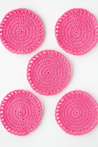 Handcrafted Crochet Glass Mat – Made of Wool, Set of 7