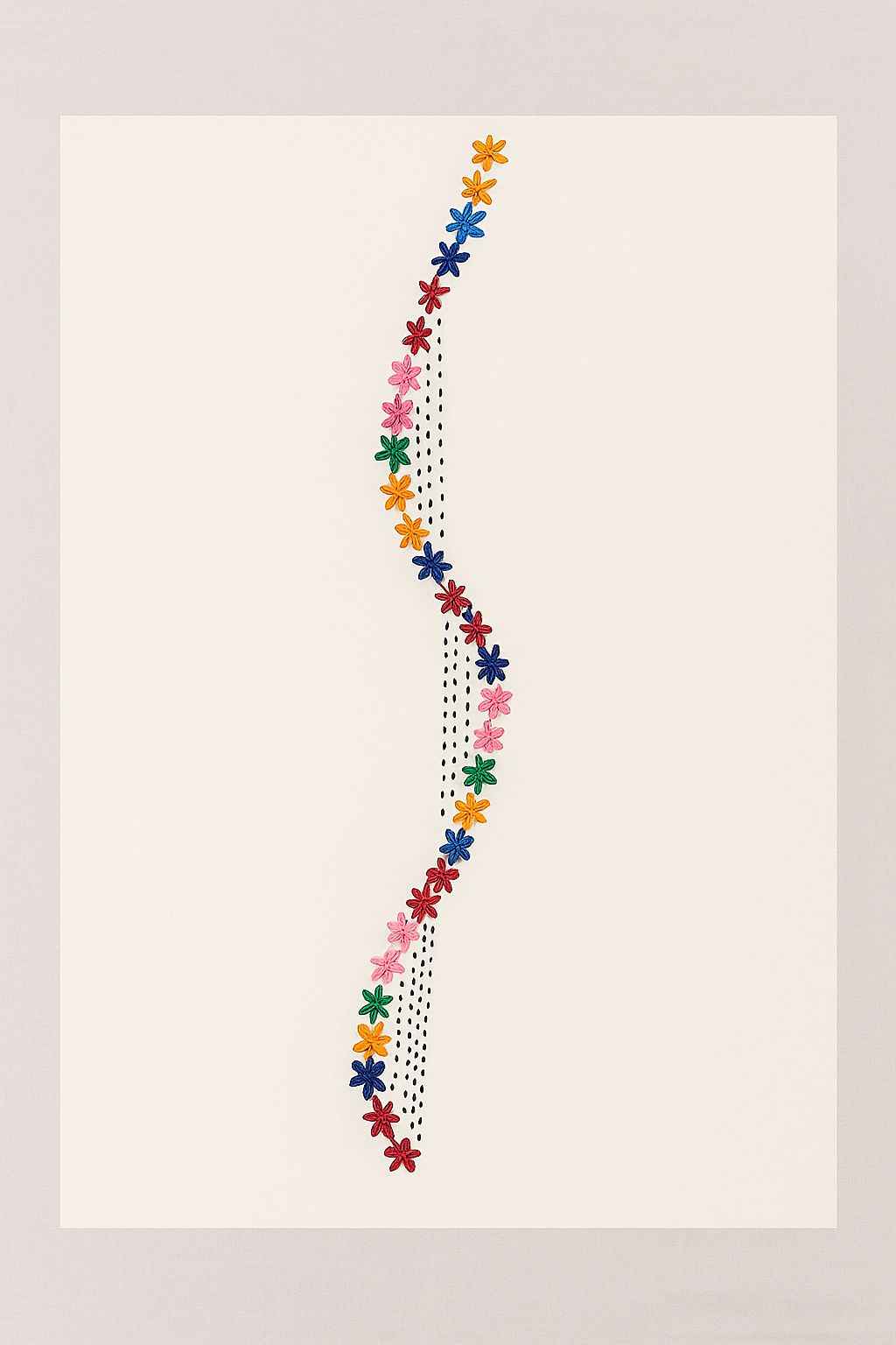 Cotton Table cloth,lazy dazy stitch with wool,Single