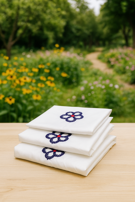 Cotton Napkin ,Buttonhole Stitch with wool, Standard size