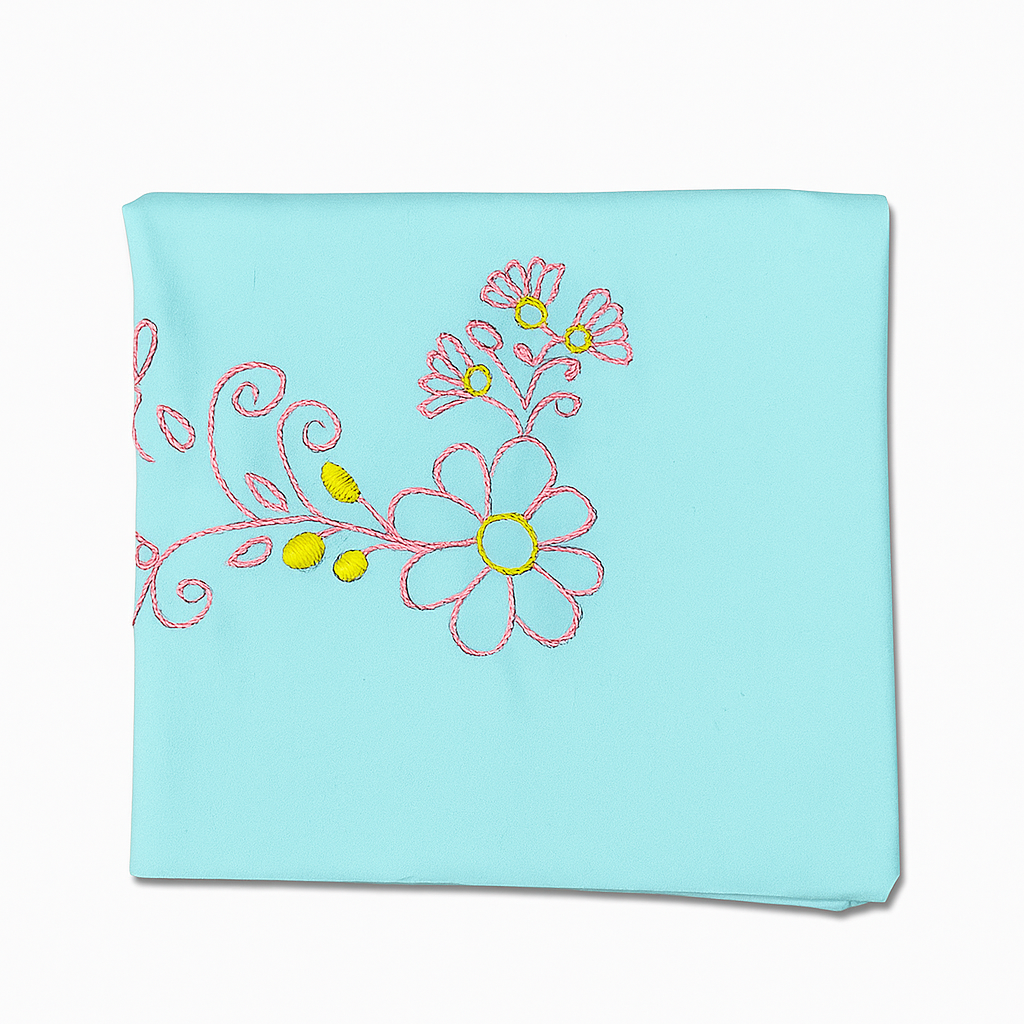 Stem Stitch Handwork with Cotton Thread on Cushion cover 16x16, Set of 2.