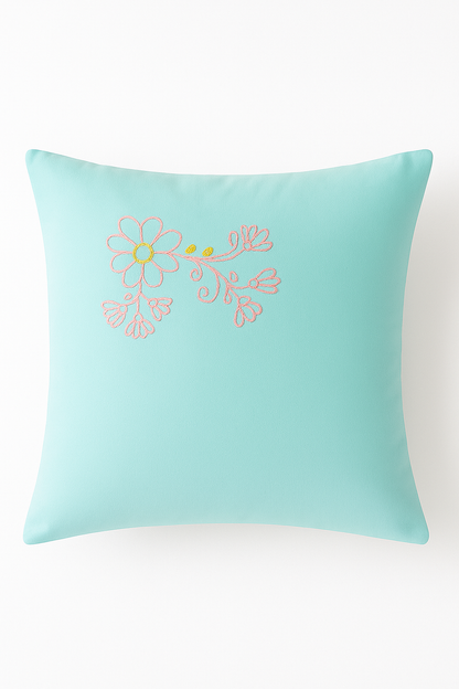 Stem Stitch Handwork with Cotton Thread on Cushion cover 16x16, Set of 2.