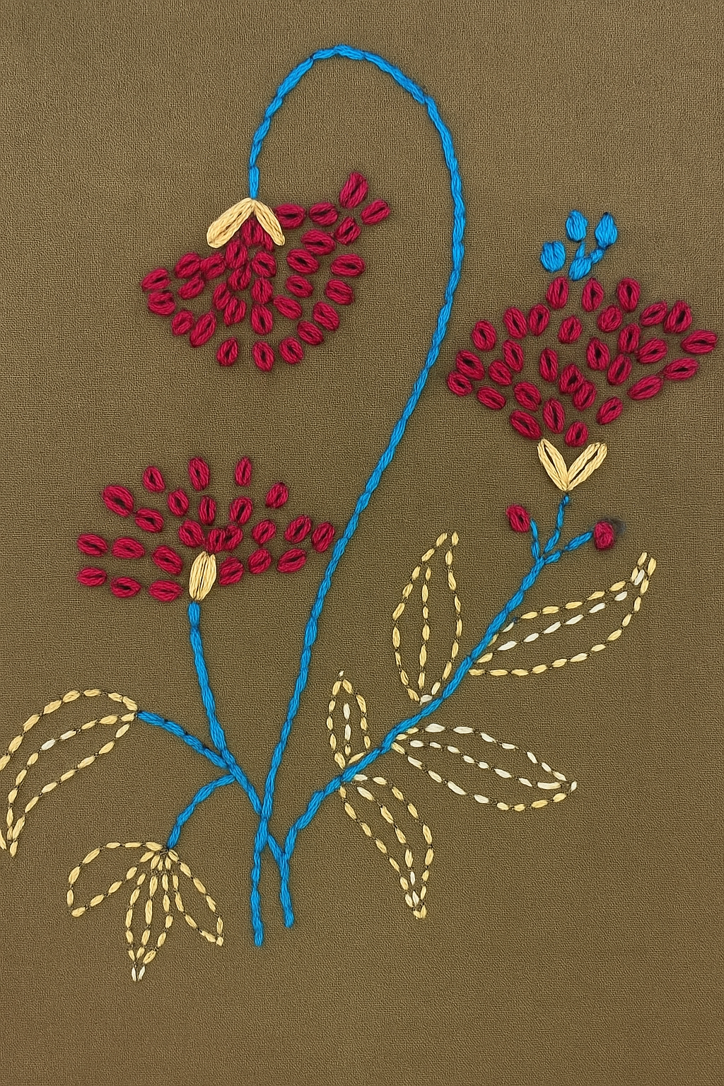 Lazy Daisy Stitch with Anchor thread on Cushion cover 16x16inch, Set of 2.