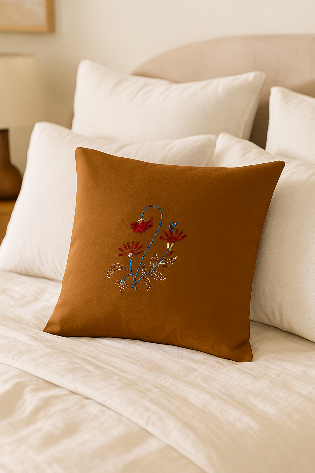 Lazy Daisy Stitch with Anchor thread on Cushion cover 16x16inch, Set of 2.