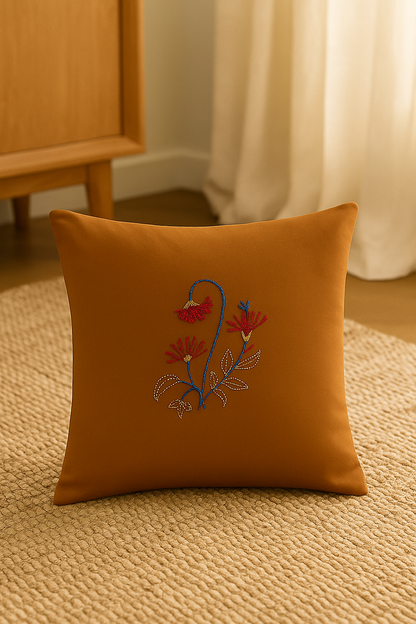 Lazy Daisy Stitch with Anchor thread on Cushion cover 16x16inch, Set of 2.