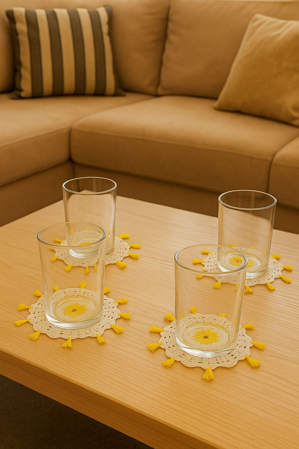 Crochet Glass mat, Made of Resham Thread