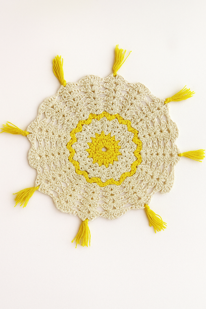 Crochet Glass mat, Made of Resham Thread