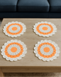 Elegant Crochet Glass Mat, Made of Wool, Set of 7