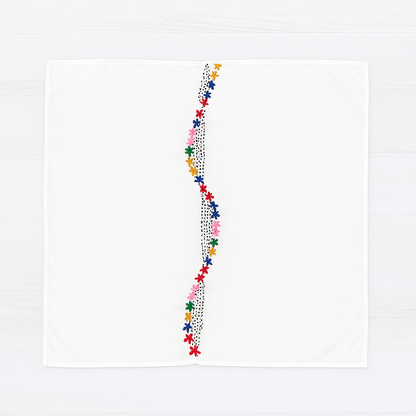 Cotton Table cloth,lazy dazy stitch with wool,Single