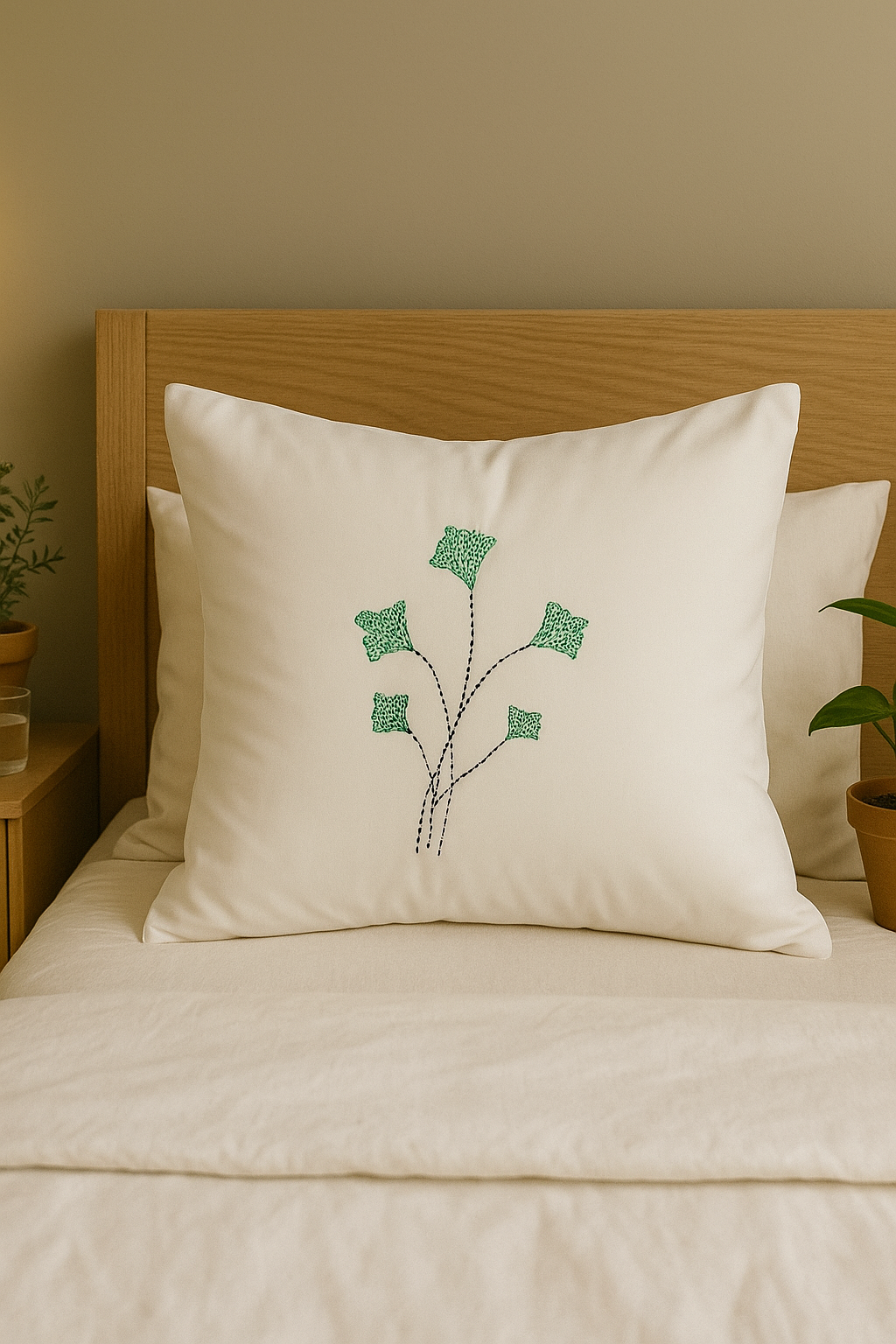 Running Stitch with cotton thread Hand work on Cushion 16x16, Set of 2