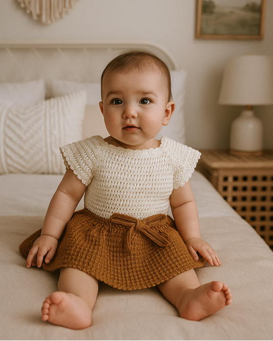 Custom Handmade Baby Crochet Dress Set – Cap & Booties Included. 3-Piece Handmade Outfit for 15-Month Girls