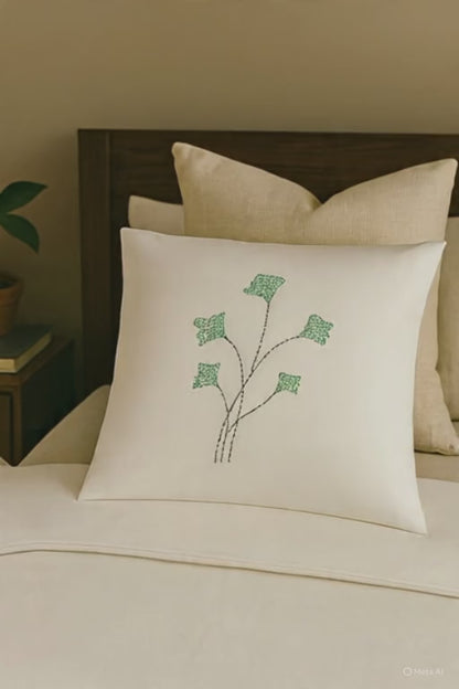 Running Stitch with cotton thread Hand work on Cushion 16x16, Set of 2